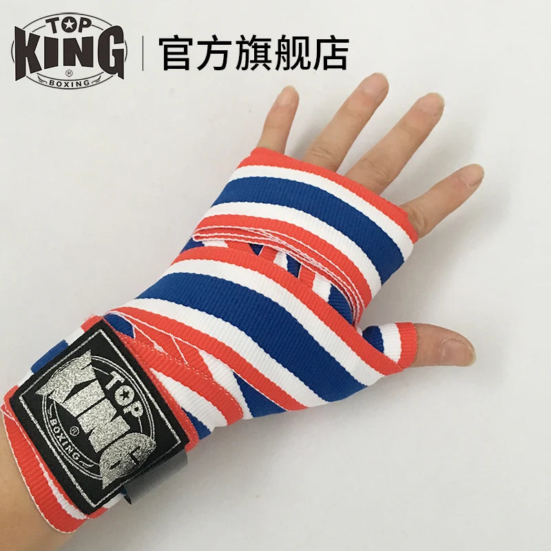 TOP KING BOXING SEMI STRETCH BOXING HANDWRAPS 5M MMA COMBAT Bandage Sanda Hand Wrapping Band Thai Boxing Gloves Hand Protec