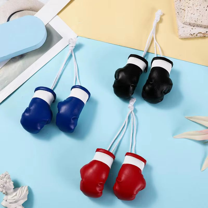 Car Boxing Gloves Pendant Mini PU Leather Boxing Gloves Keychain Decorative Multifunctional Car Interior Decor Accessories Bag