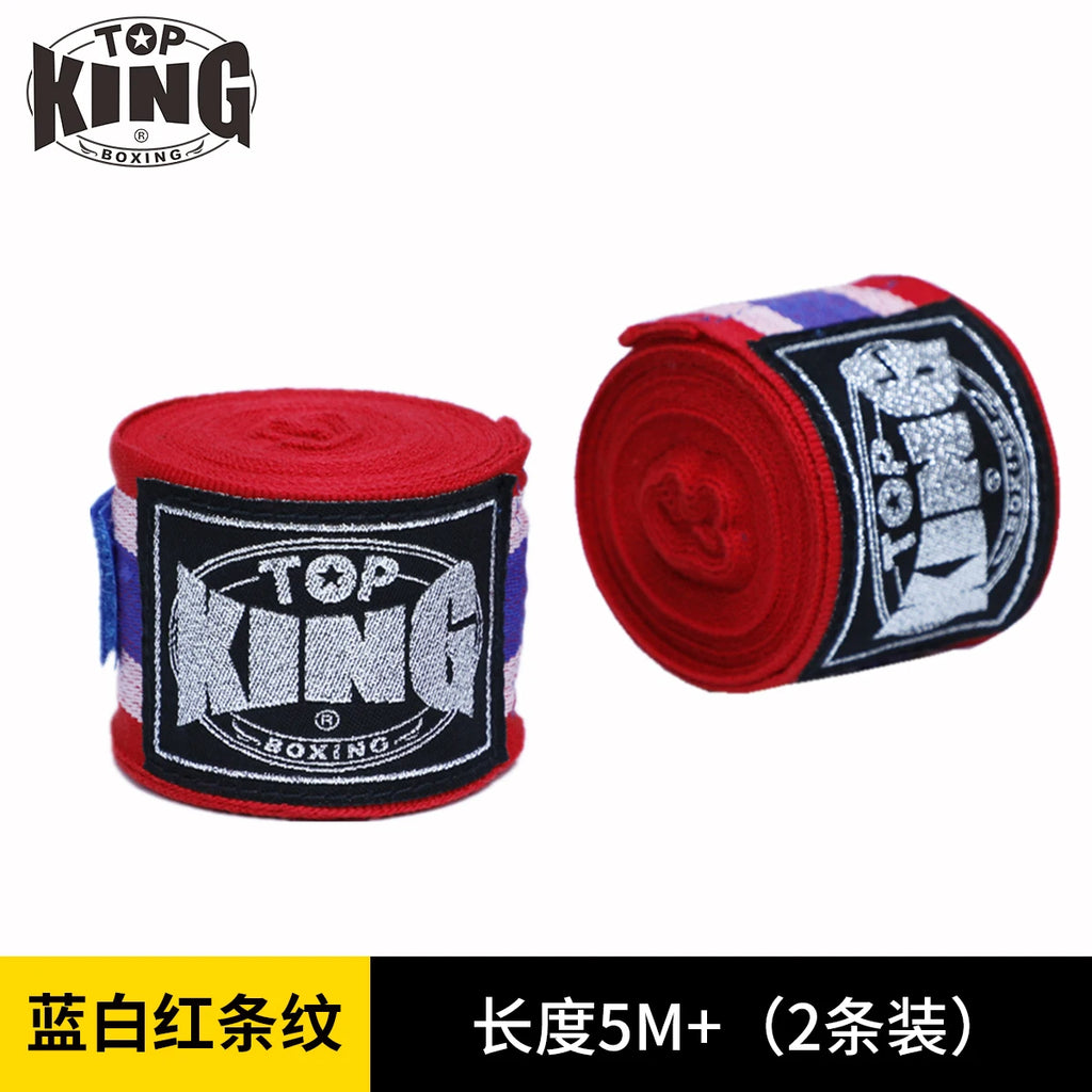TOP KING BOXING SEMI STRETCH BOXING HANDWRAPS 5M MMA COMBAT Bandage Sanda Hand Wrapping Band Thai Boxing Gloves Hand Protec